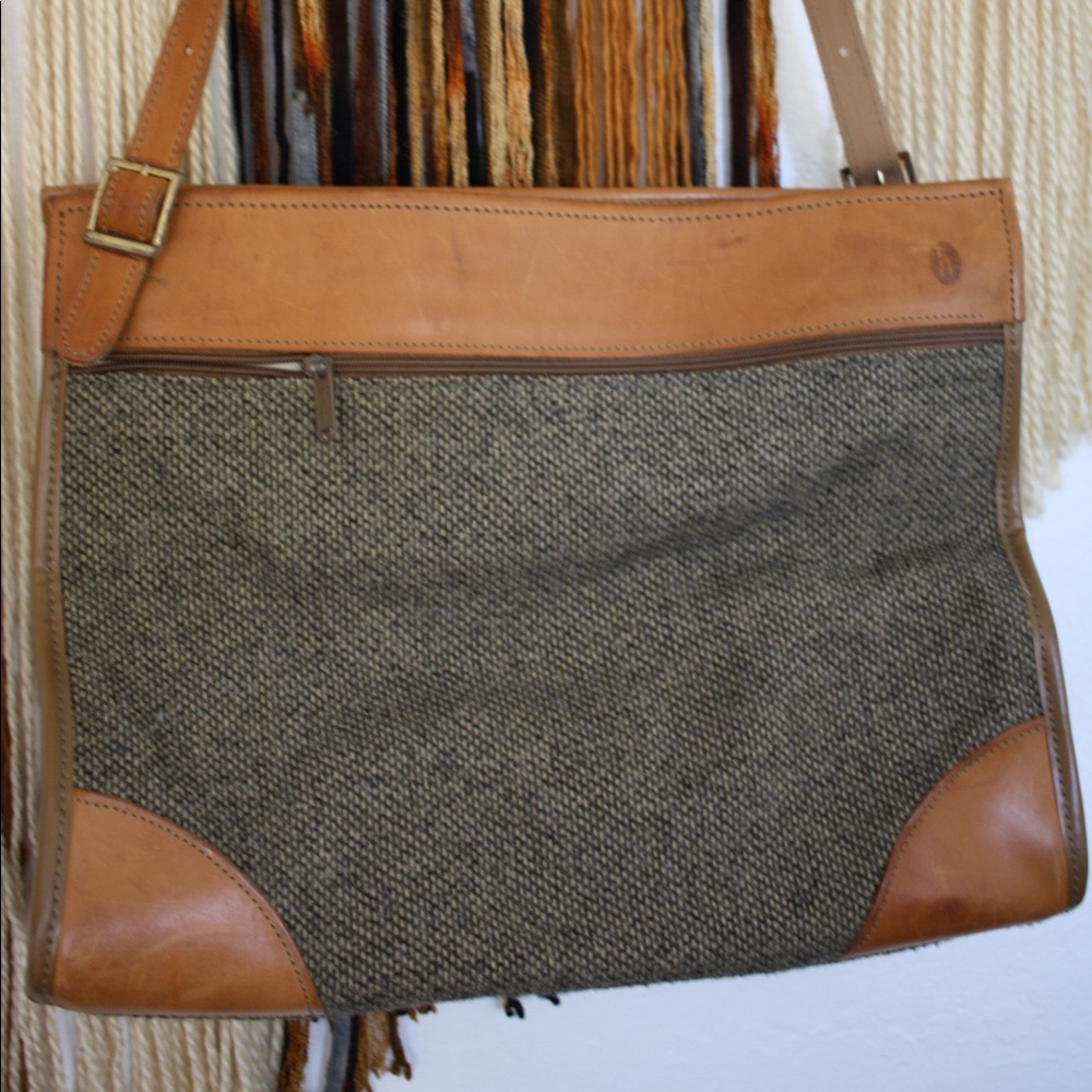 Classic vintage leather and tweed duffel